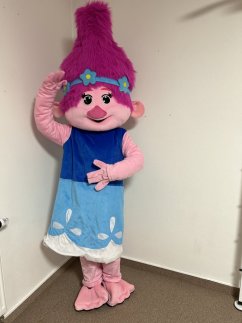 Kostým růžový Troll Poppy maskot