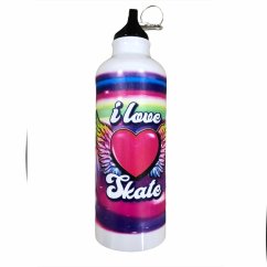 Sports bottle with I Love Skating print