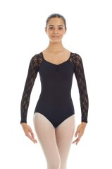 BODYMERBLON ML Ballet Leotard with Long Lace Sleeves