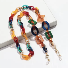 Boho Brillenkette aus buntem Acryl