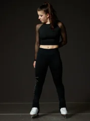 Obojstranný crop top so sieťovanými rukávmi
