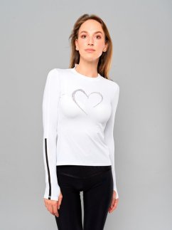 Zateplené tričko s dlouhým rukávem Heart white & black mesh
