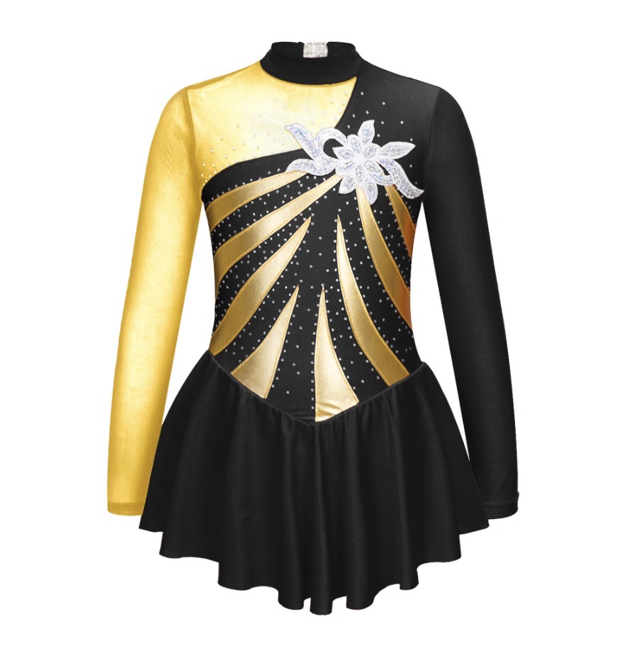 Flower Figure Skating Dress | Competition Dress - Colour: Yellow, Size: 8
