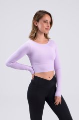 Športový crop top s dlhým rukávom a prekríženým chrbtom