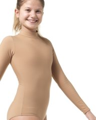 Neutral-Toned Thermal Leotard with High Neck