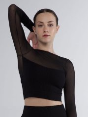 Elegant crop top with sheer sleeves