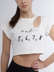 Crop top "5,6,7,8" with off-the-shoulder neckline