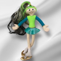 Plush skater in turquoise dress