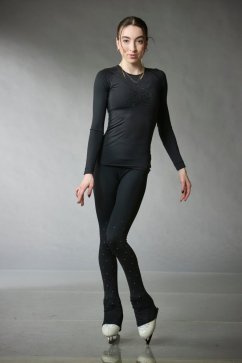 Black Figure Skating Training Leggings Sparkle