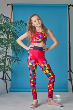 Sportovní Crop Top bez rukávů - GEOMETRY BRIGHT