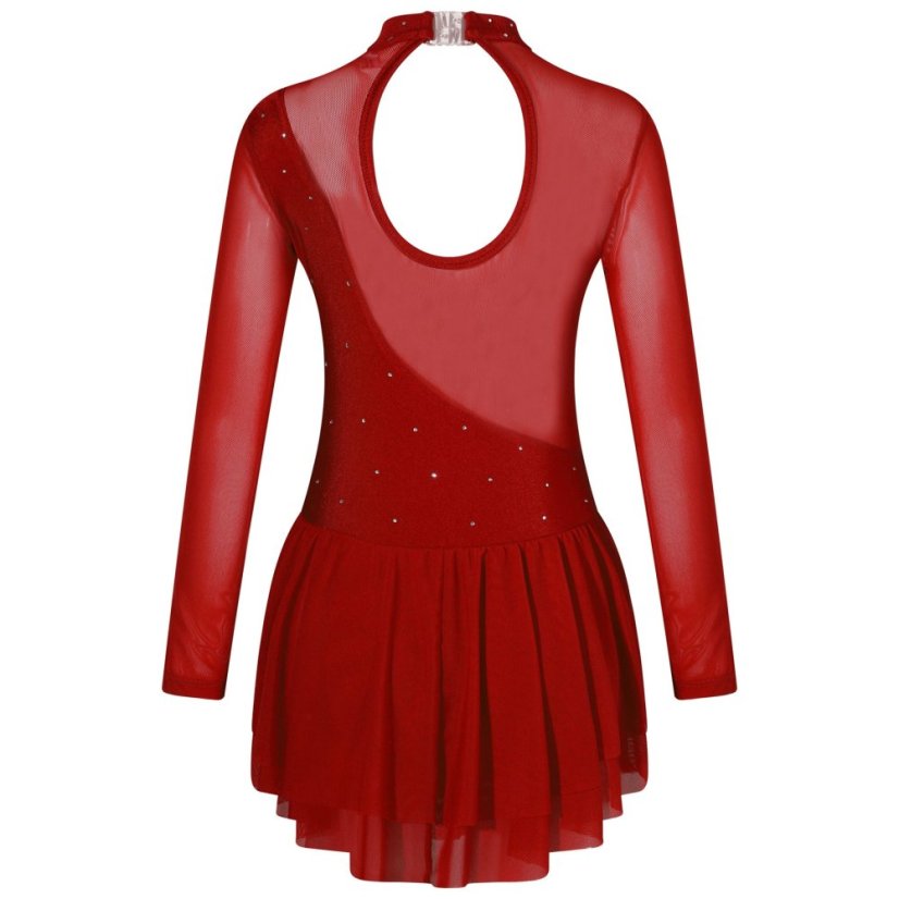 solid color competition figure skating dress with rhinestones | zendaya -  Colour: Black, Size: 16
