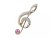 Treble clef rhinestone brooch