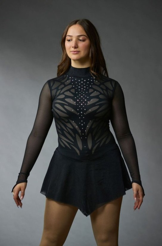 black long a line dress A-Line Satin Puff Sleeves Black Long Prom Dress, Black Long Evening Dress US 14 / Black main image 0