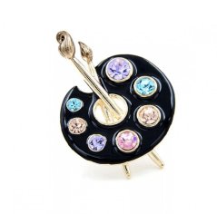 Brooch with rhinestones painter's palette