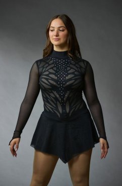 Black Figure Skating Competition Dress with Crystals | Elite Xpression | zendaya Black Figure Skating Competition Dress with Crystals | Elite Xpression | zendaya