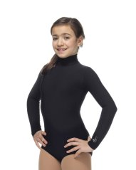 Black Thermal Leotard with High Neck