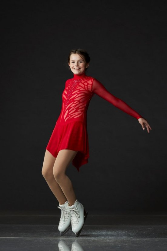 red figure skater dress with shiny mesh | Zendaya - Size: 12-14 red figure skater dress with shiny mesh | Zendaya - Size: 12-14