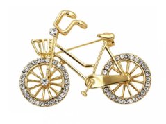 Modern Bicycle-Shaped Brooch with Rhinestones
