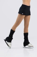 Black Knitted Calf Warmers with Silver Thread