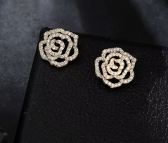 Elegantní černo zlaté náušnice Rose