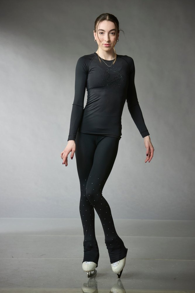 Black Sparkle Skating Leggings – Warm, Stylish, Crystal Detail