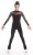 Figure skater in black supplex training one piece with mesh long sleeves front view