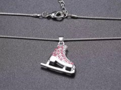 Kette mit Schlittschuhanhänger mit farbigem Zirkonia