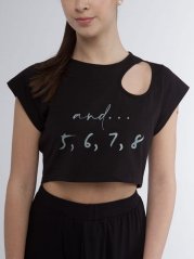 Crop top "5,6,7,8" with off-the-shoulder neckline